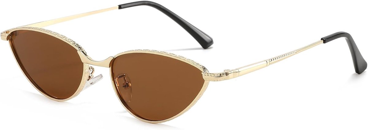 Zonnebril dames ovalen cat eye - vintage 90s met metalen frame - UV400 bescherming - trendy modeaccessoire - ShopVlot