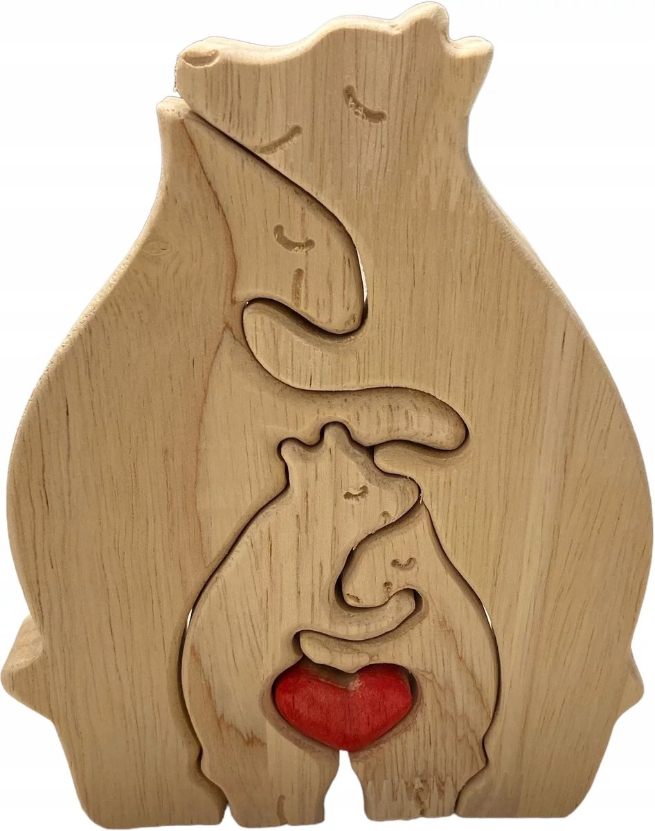 Houten Beer Familie Puzzel Decoratie - Liefdevolle Familie