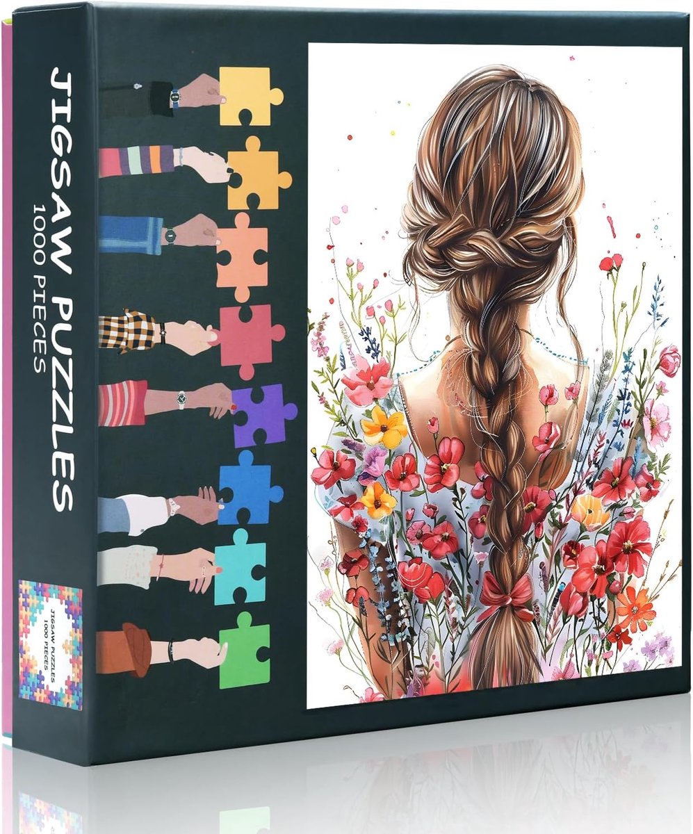 Puzzels voor volwassenen 1000 stuks - meisjes rugaanzicht - bloeiende bloemen - uitdagend puzzelspel voor vrouwen - ShopVlot