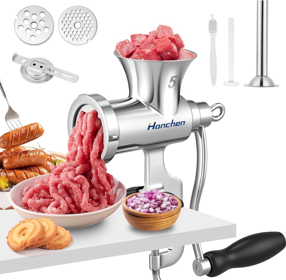 Vleesmolen handmatig - RVS No. 5 - Sausage filler - Ideaal voor zelfgemaakt vlees - ShopVlot