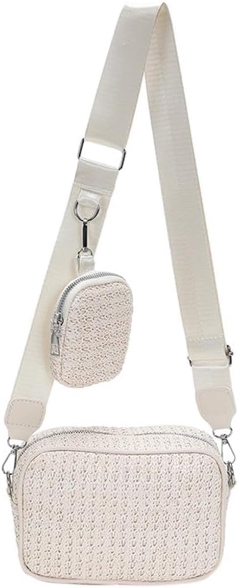 Schoudertas dames - geweven rechthoekig - stro tas - casual voor dagelijks gebruik - ShopVlot