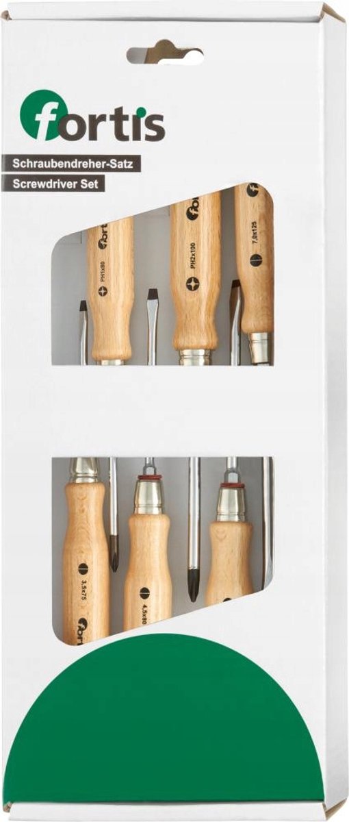Set van 6 VDE Schroevendraaiers met Houten Handvat - Plat & Kruiskop