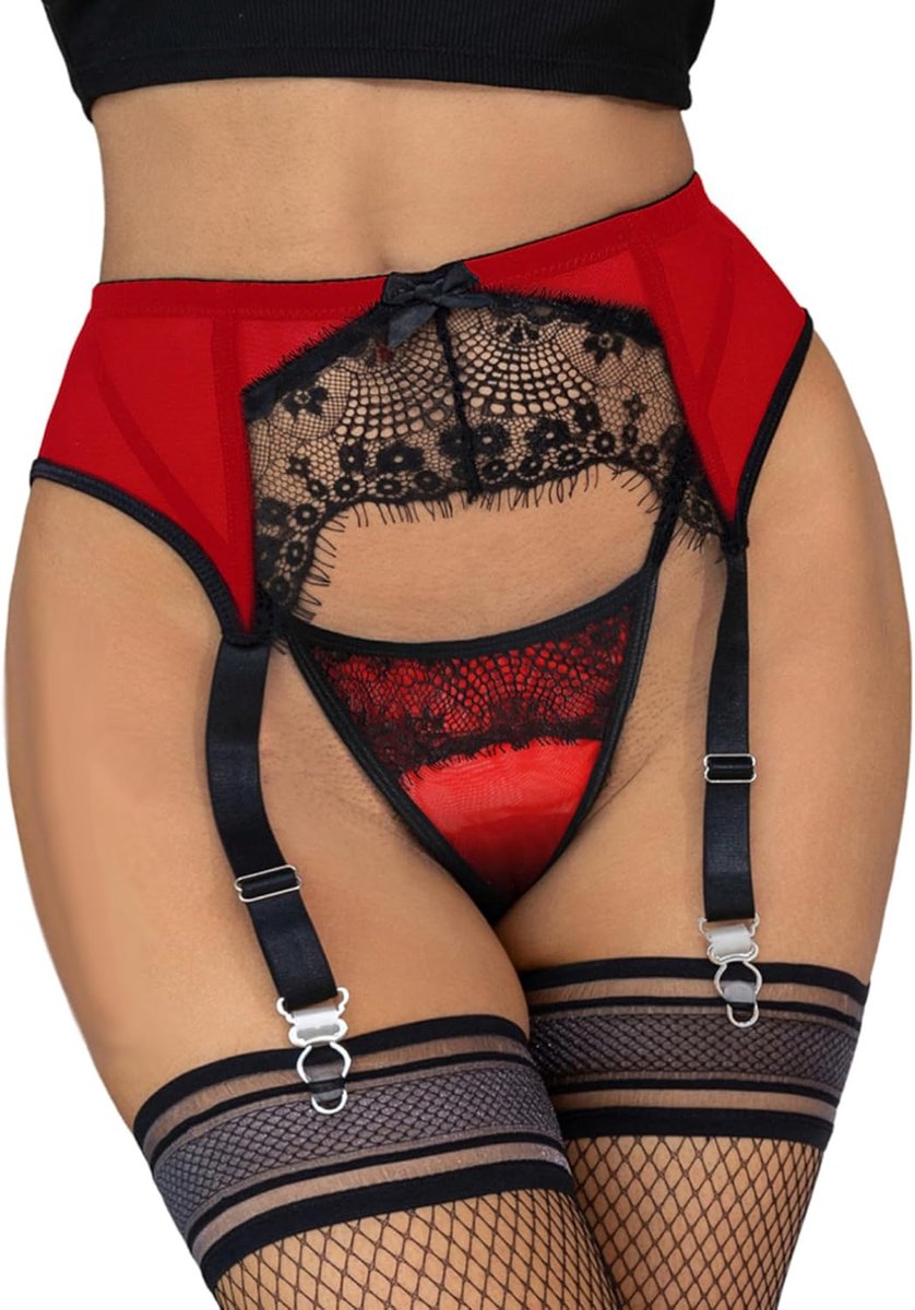 Garter Belt voor Dames Plus Size - Kanten Suspender met Clips - Mesh Design - Perfect voor Verleidelijke Outfits - ShopVlot