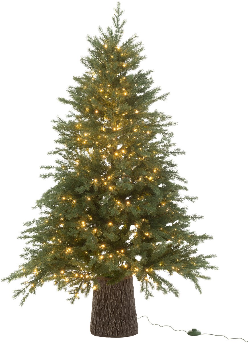 J-Line kerstboom 600 Led Houten Basis - kunststof - groen