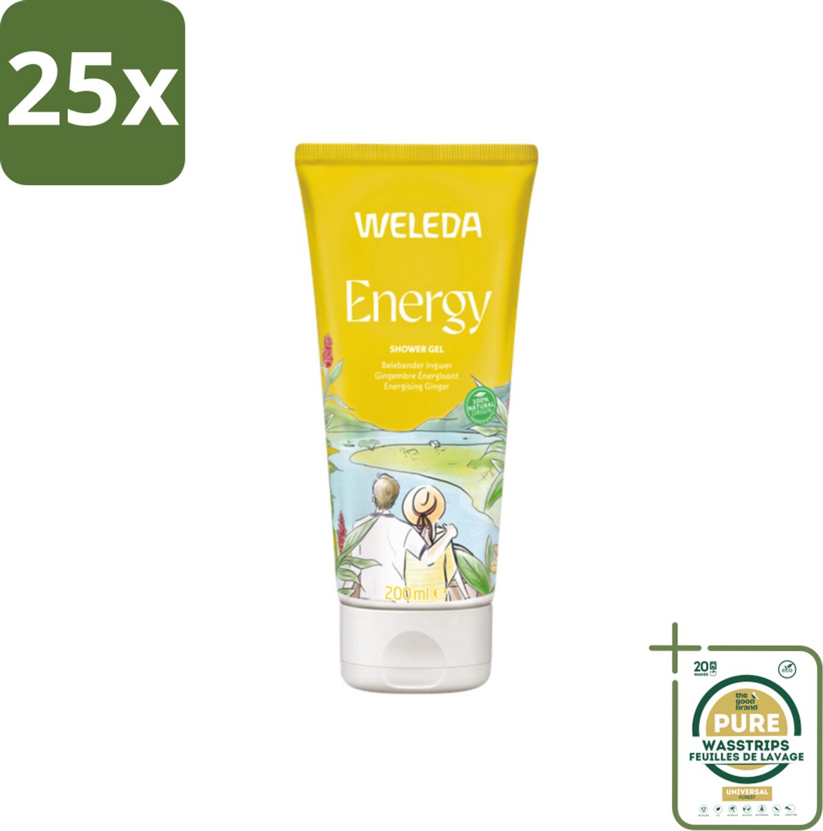 25 x WELEDA - Douchegel Aroma Shower Energy - 200 ml - Grootverpakking - Aroma Shower Energy - Energieboost - Gember - Citronella - Cederhout