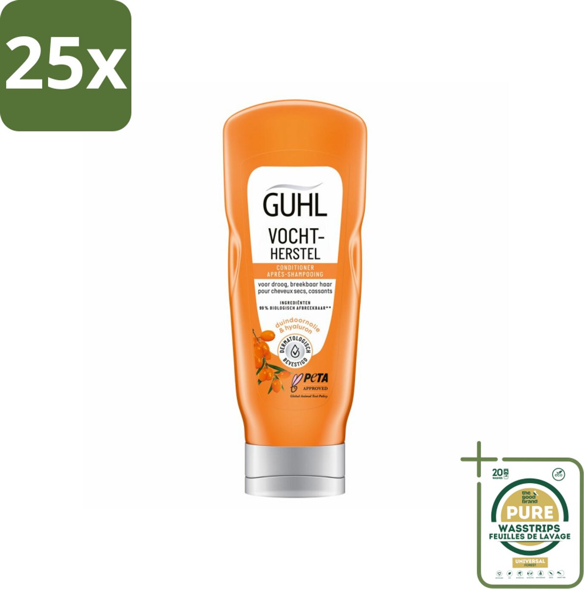 25 x Guhl - Crème Conditioner - Vochtbalans - 200 ml - Grootverpakking - Haarhydratatie - Droog Haar - Zachtheid - Vochtbalans - Tarwekiem-olie