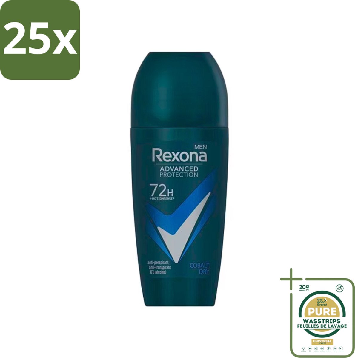 25 x Rexona Men - Deodorant Roller - Advanced Protection Dry Cobalt - Langdurige Frisheid - 50 ml - Grootverpakking - Deodorant Voor Mannen - Anti-transpirant Voor Mannen - Zweetbescherming - Frisheid - Ijs En Munt Geur