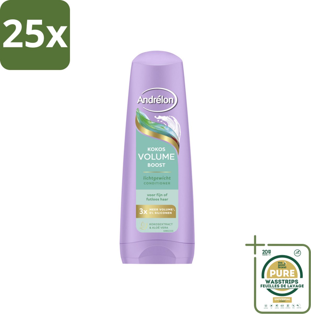 25 x Andrélon – Conditioner – Volume Boost – 200 ml - Grootverpakking - Fijn Haar - Futloos Haar - Volume Boost - Kokos Conditioner - Aloë Vera
