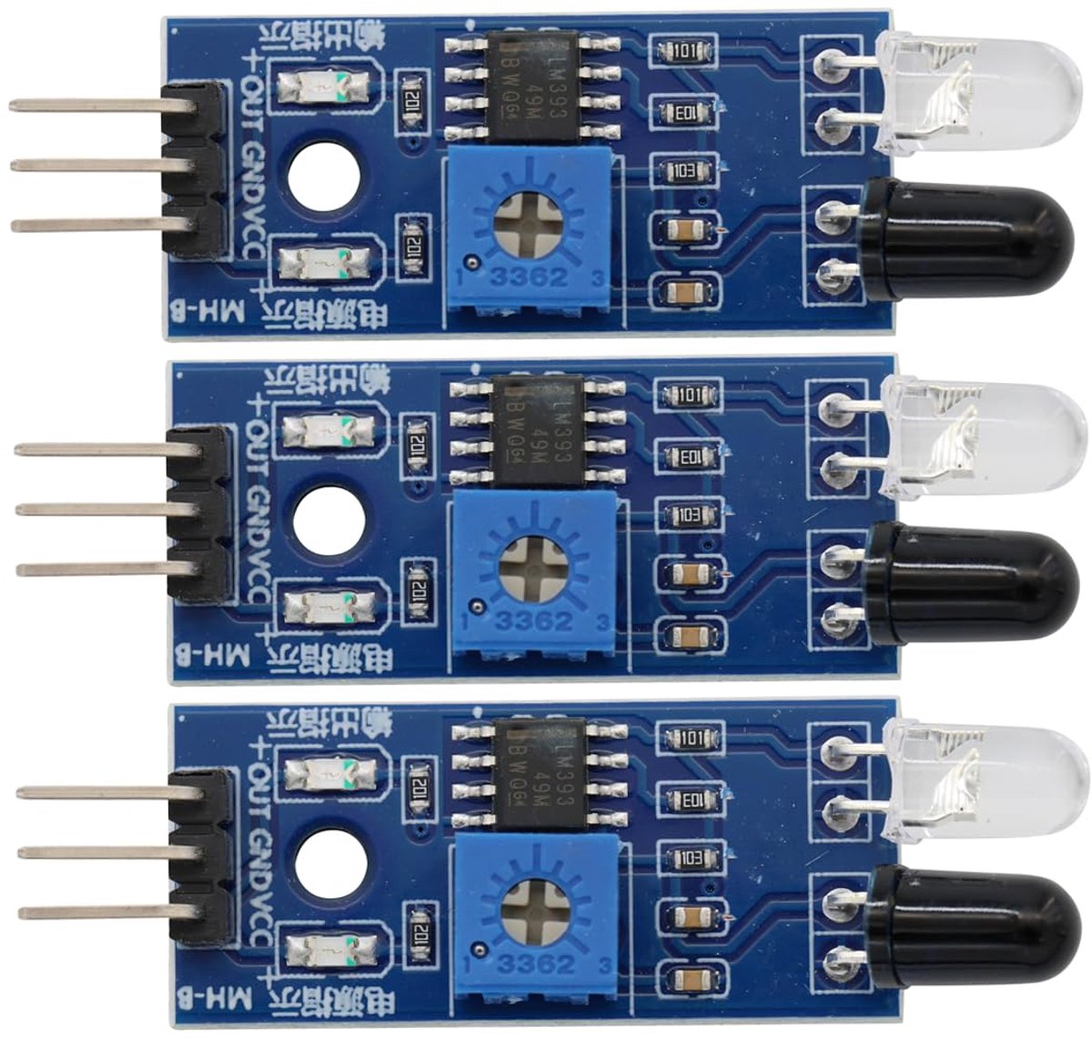 Infrarood Obstakelvermijding Sensormodule DC 3,3V-5V met LM393 3-Draads Reflectiefoto-Elektrische Sensor voor Slimme - ShopVlot
