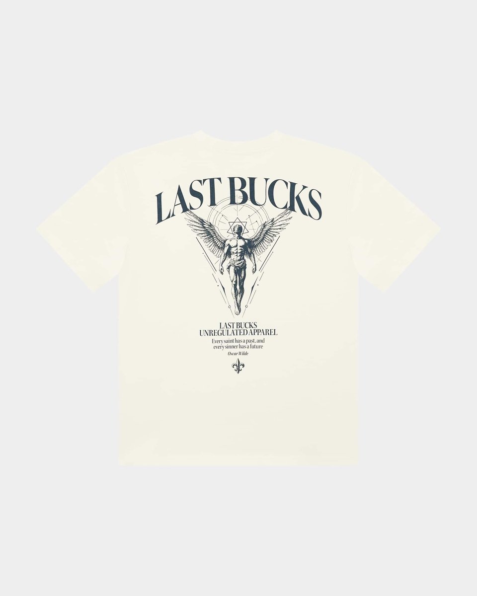 Last Bucks - Sinner & Saint Tee - Heren T-shirt - Offwhite - Maat L - Regular Fit
