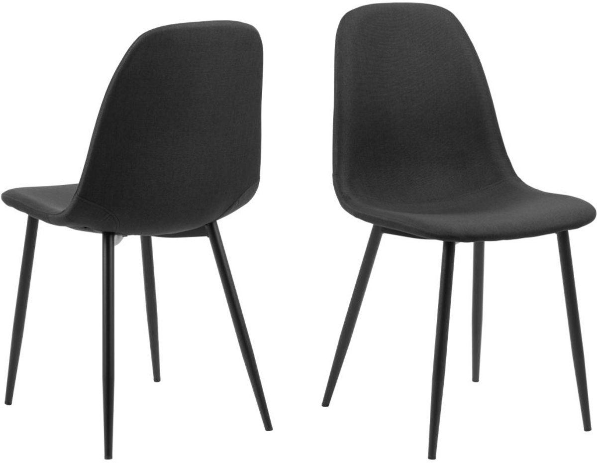 Giga Living Eetkamerstoel Nesia - Lichtgrijs/Zwart - Zithoogte 46cm - Set van 4