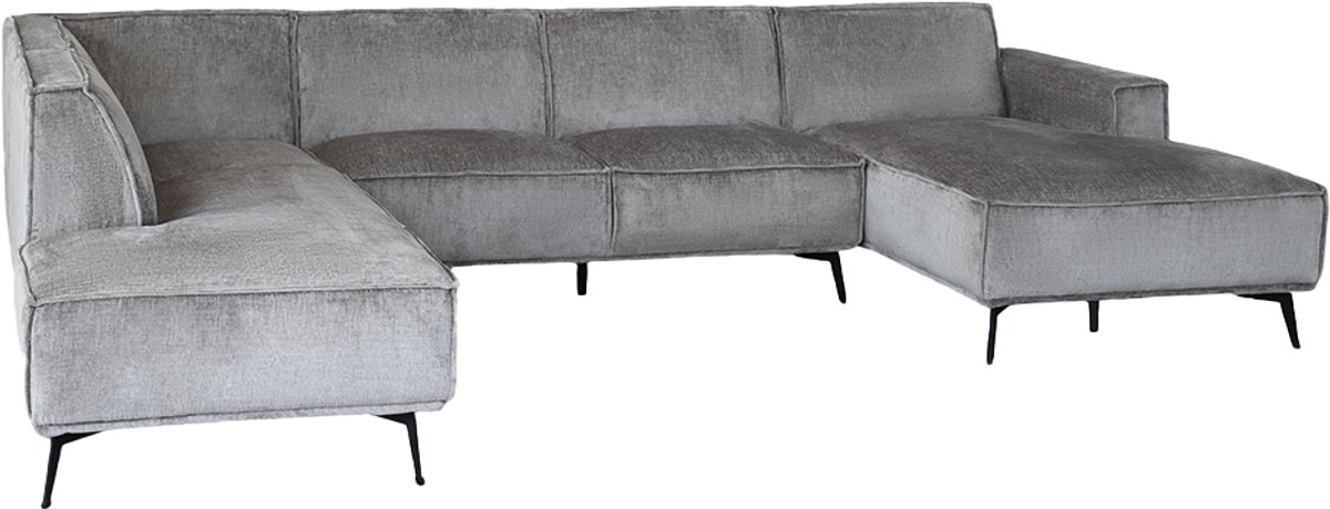 Tower Living Bank Leeds Chaise Longue R 2,5-zits Ottoman L Touch 27 Lichtgrijs