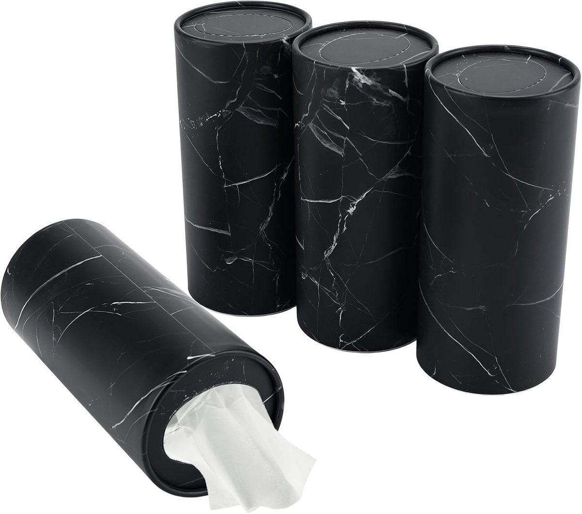 Ronde zakdoekjes voor in de auto - cilindrische tissuedoos - 4 stuks met 50 handdoeken - perfect voor onderweg - ShopVlot