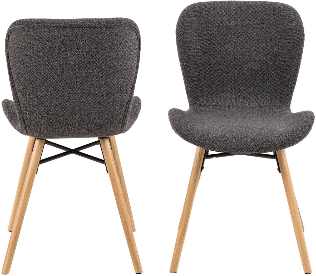 Giga Living Eetkamerstoel Zaria - Antraciet - Stof & Eikenhout - Set van 2
