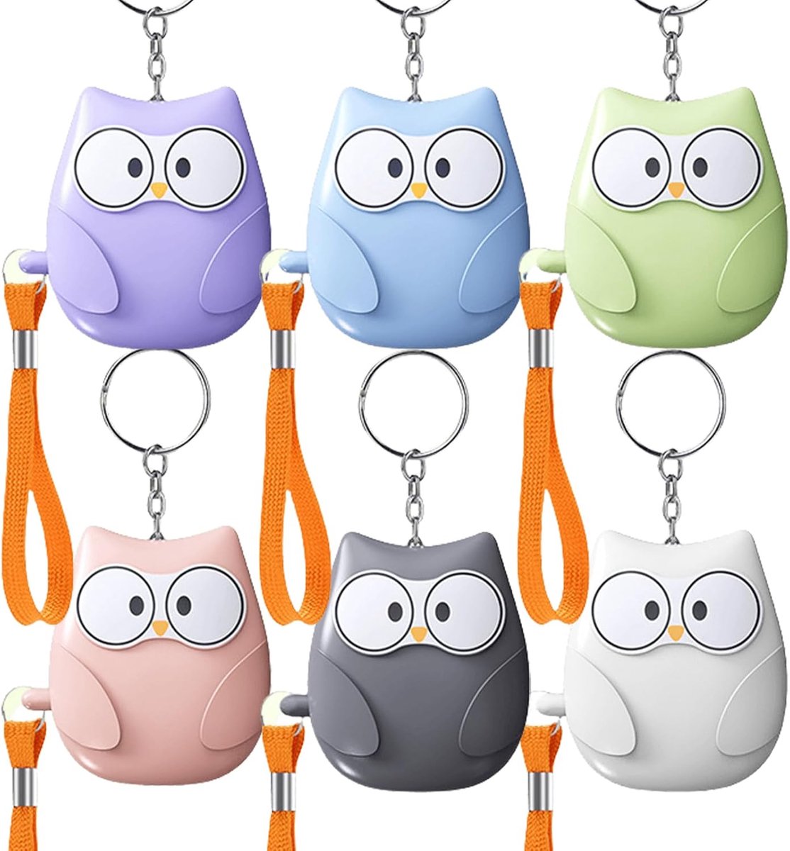 Zakalarm 130 dB - 6 stuks in uilenstijl - LED-verlichting - Zelfverdediging voor vrouwen, senioren en kinderen - ShopVlot