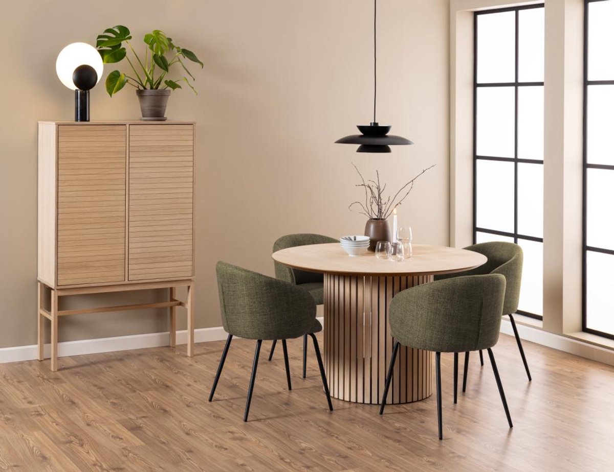 Giga Living Eetkamerstoel Skive - Groen - Stof & Staal - 56x55x80,5 cm - Set van 2