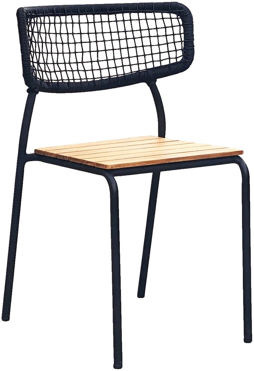 House Nordic Eetkamerstoel Nashville - Teak - Naturel/Zwart - Set van 4