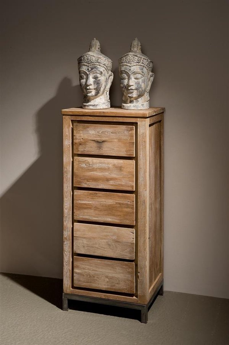 Tower Living Ladekast Venetie - Bruin Hout - Incl. Opbergruimte - 54x44x123cm