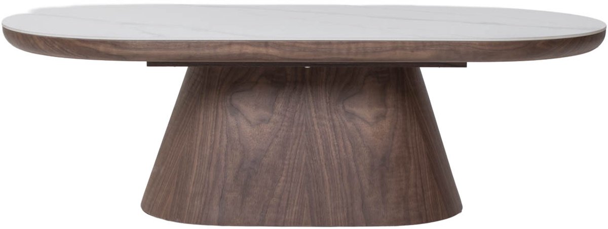Giga Meubel Salontafel Alba - Ovaal Walnoot Hout/Keramisch - 120x60x38cm