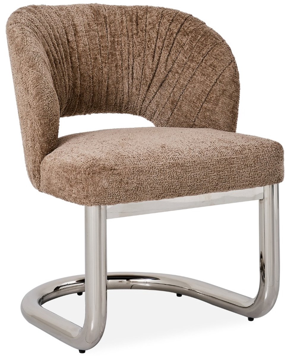 DÉJA Living Eetkamerstoel Dovre - Taupe/Chrome Stof - Set van 2