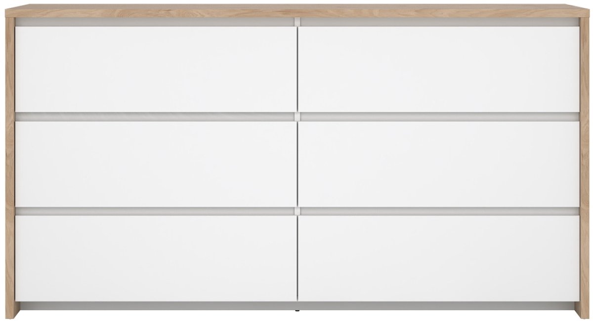 Giga Living Dubbele Ladekast Next - Wit Naturel Hoogglans - 157x48x84cm