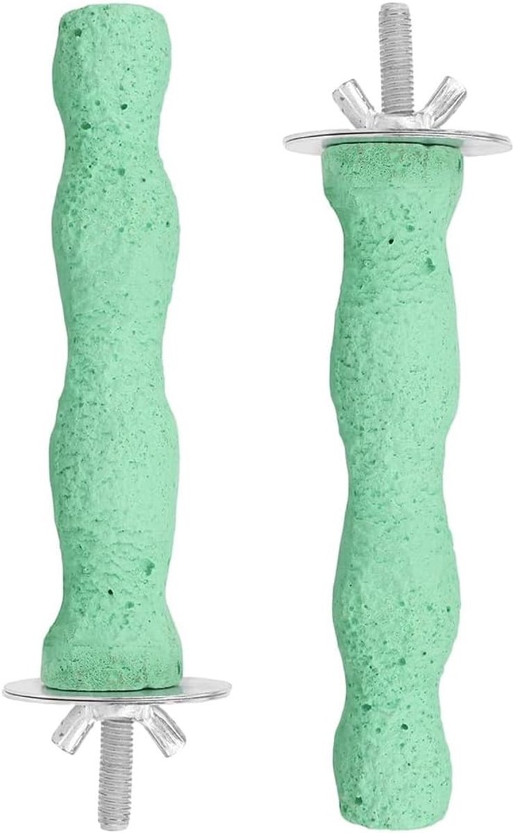 Vogelbek slijpsteen 2PCS - Groene hars - Natuurlijke takvorm - Ondersteunt beak slijpen - ShopVlot