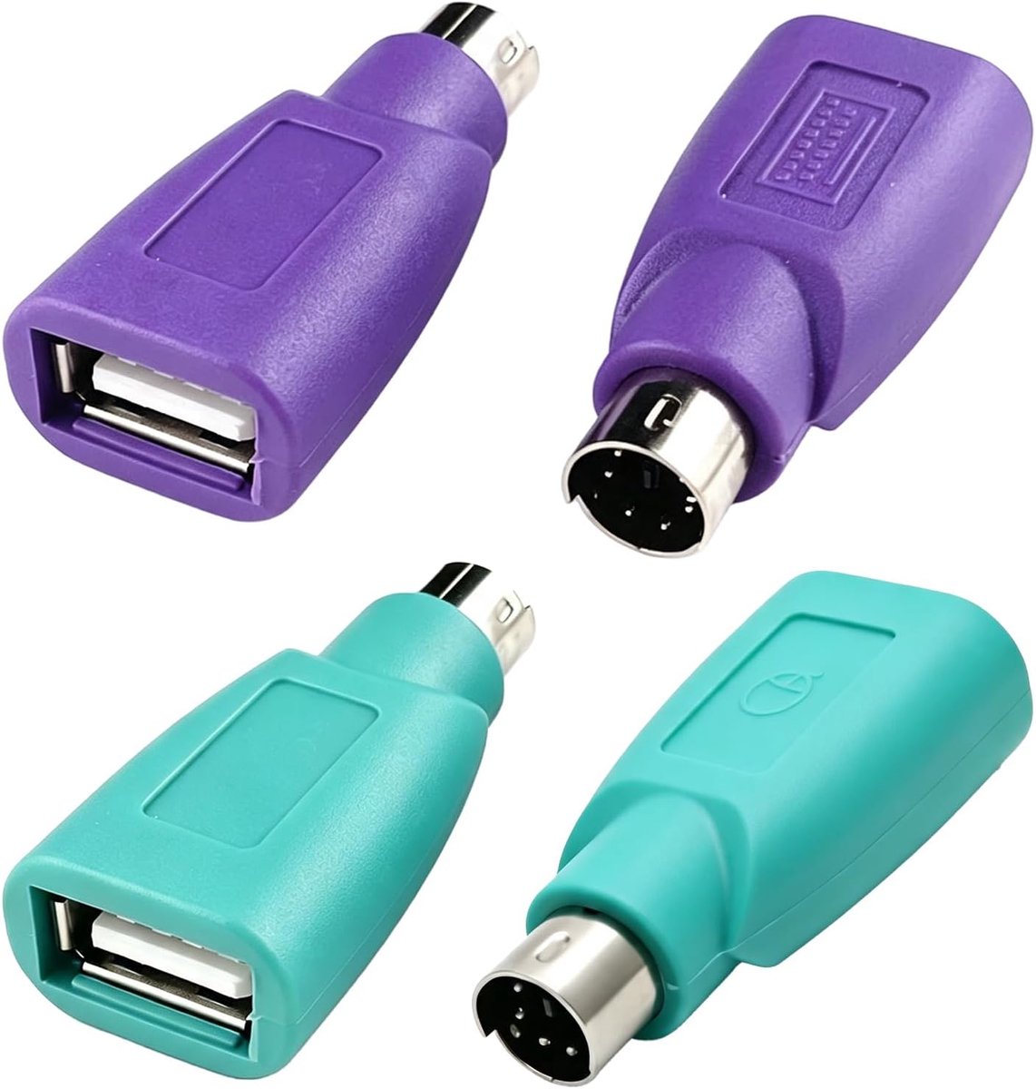 Set van 4 PS/2 naar USB Passieve Converter PS/2 mannelijk naar USB A vrouwelijk voor toetsenbord en muis, plug and - ShopVlot
