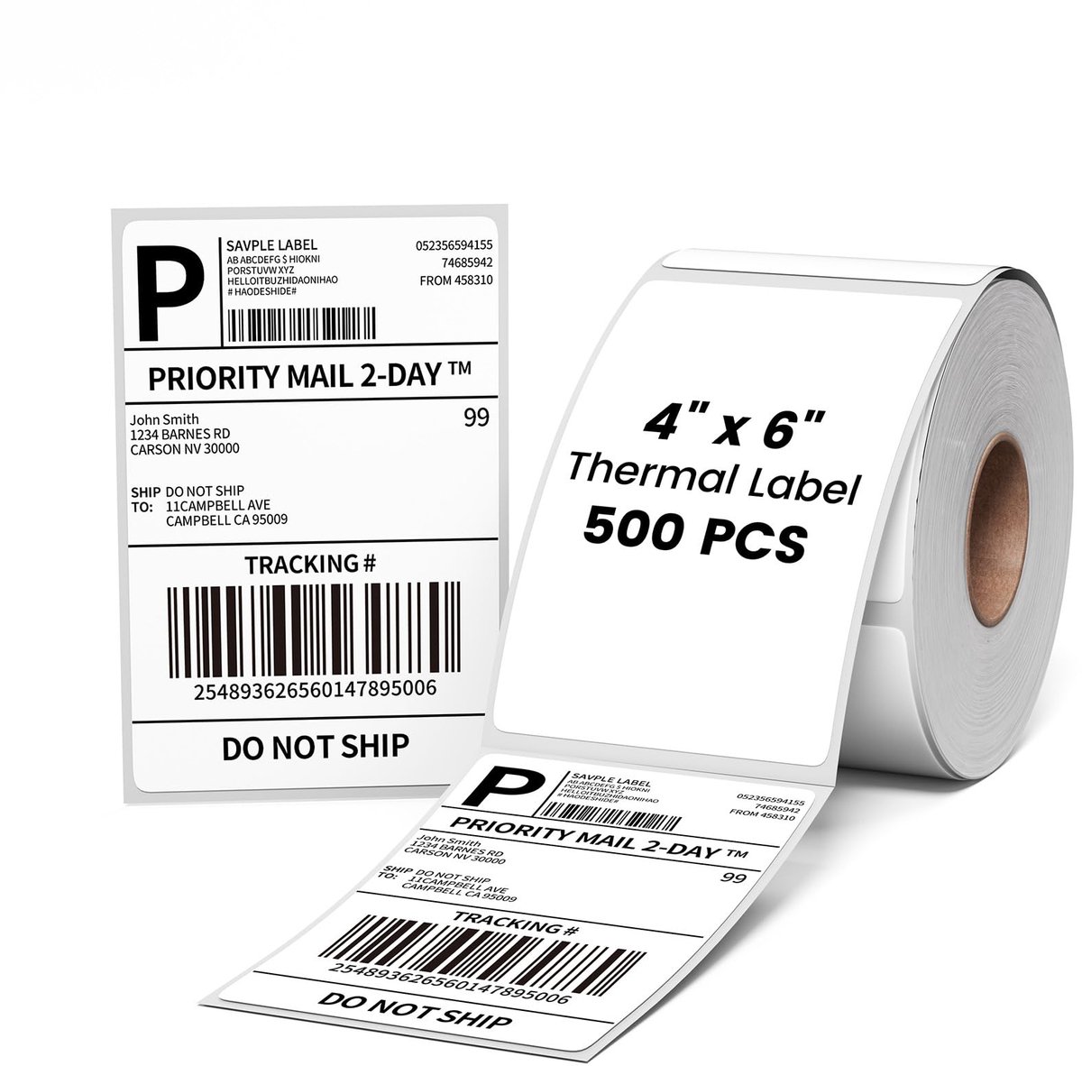 4 x 6 thermische printeretiketten, commerciële kwaliteit, 500 etiketten/rol - ShopVlot