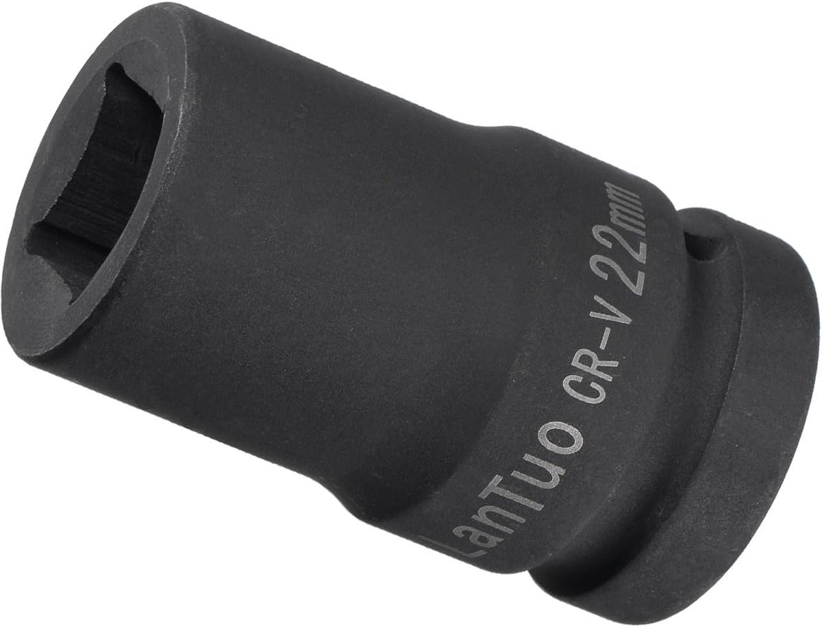 Square Impact Socket, 1" Drive 22mm Socket, CR-V Radiused Corner Design Standard Metric Socket - ShopVlot