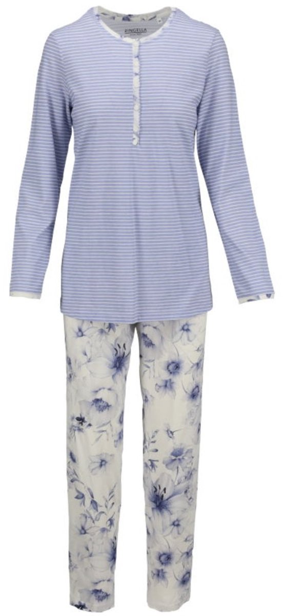 Ringella Katoenen dames pyjama rookblauw Ringella - Blauw - Maat - 42