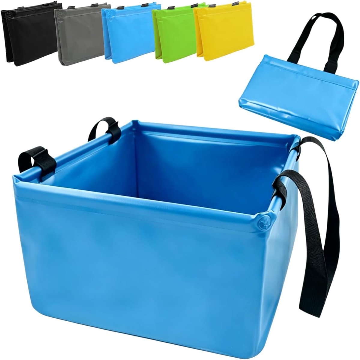 Wasteil opvouwbaar - Blauw - 15/20 liter - Waterdicht PVC Vierkant - Voor Outdoor Gebruik