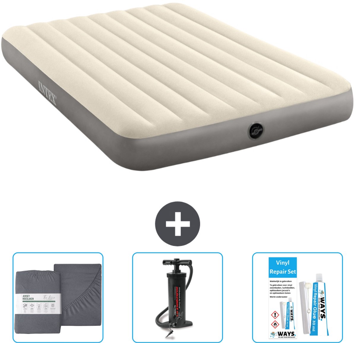 Intex Luchtbed - 2-Persoons - 152 x 203 x 25 cm - Beige - Inclusief Accessoires CB11