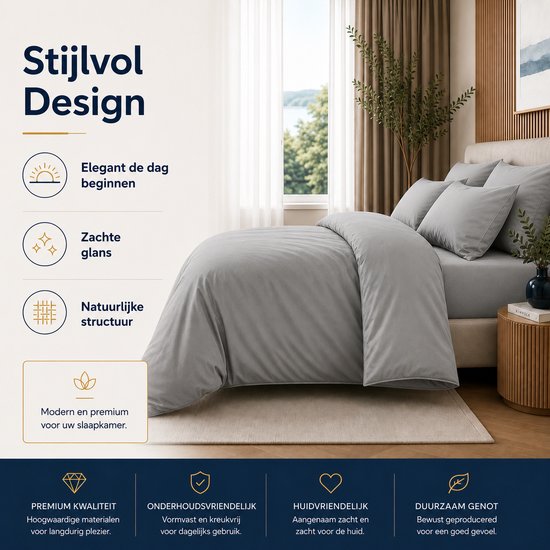 Komfortec Premium Dekbedovertrek 240x220 cm + 2x Kussensloop 40x80 cm - Geborsteld 100% Polyester Microvezel 120 g/m² - 3-Delige Superzachte Beddengoedset - Grijs van Komfortec — afbeelding 4