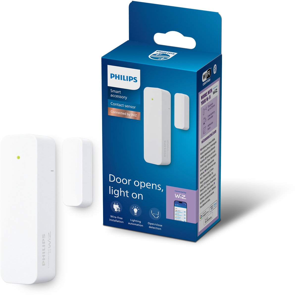Philips Smart Lighting - contactsensor - home monitoring - beveilig deuren en kasten - 1 pack - krijg meldingen via de wiz app - wifi