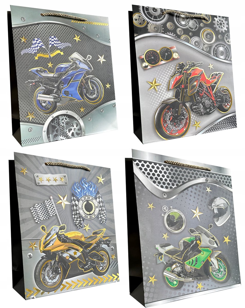 Decoratieve Cadeautas Motor Design 18x23x10cm - 1 Stuk