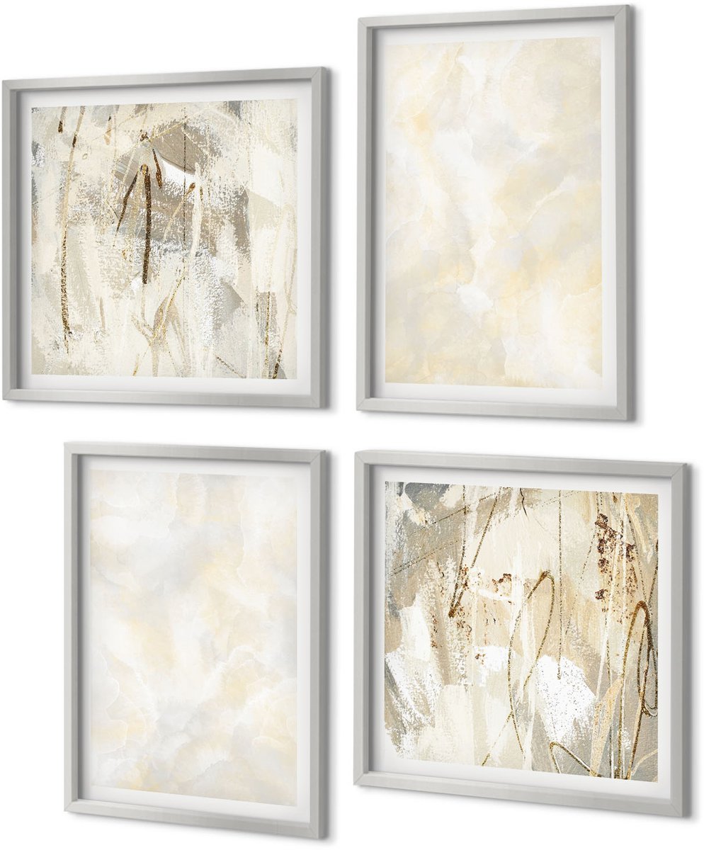 Coloray 4-Delige Schilderij Set - Heldere texturen, penseelstreken en design. - 40 x 40 cm en 40 x 60 cm - Stijlvolle Muurdecoratie - Slaapkamer - Interieur Decoratie