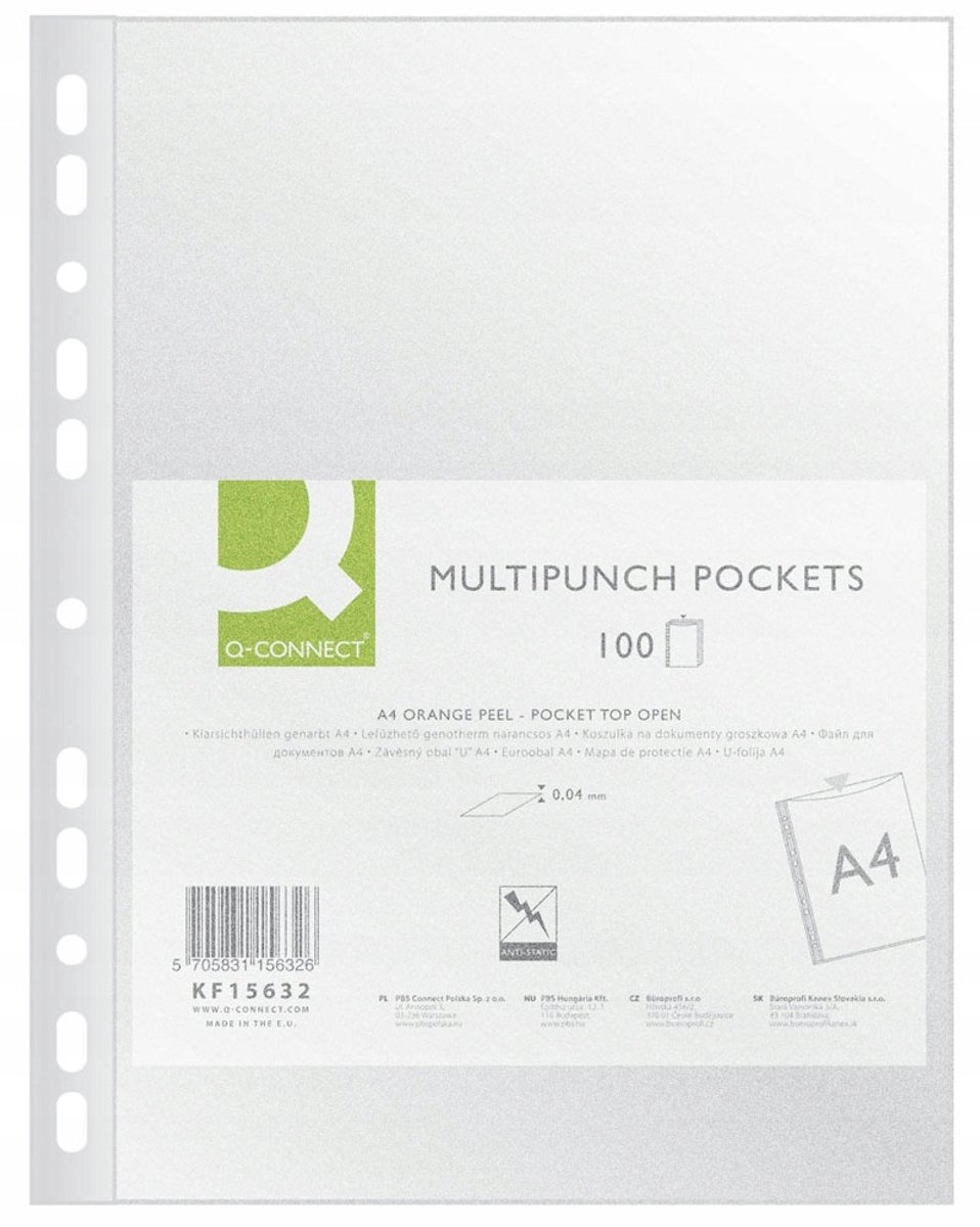 Q-connect PP 40 micron A4 documenthoezen, 100 stuks, transparant