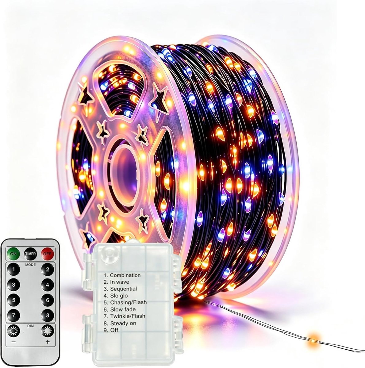 20 m Halloween-lichtsnoer, 200 leds, werkt op batterijen - ShopVlot