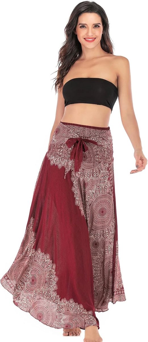 Adigaber Women's Elegant Long Skirt 2-in-1 Belly Dance Skirt Long Boho Holiday Skirt - ShopVlot