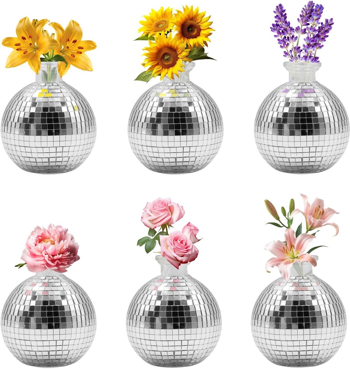 Disco Ball Flower Pot, Disco Ball Vase, Decorative Ball Planter for Center Jewelry, Disco Ball Vase for Flowers and - ShopVlot