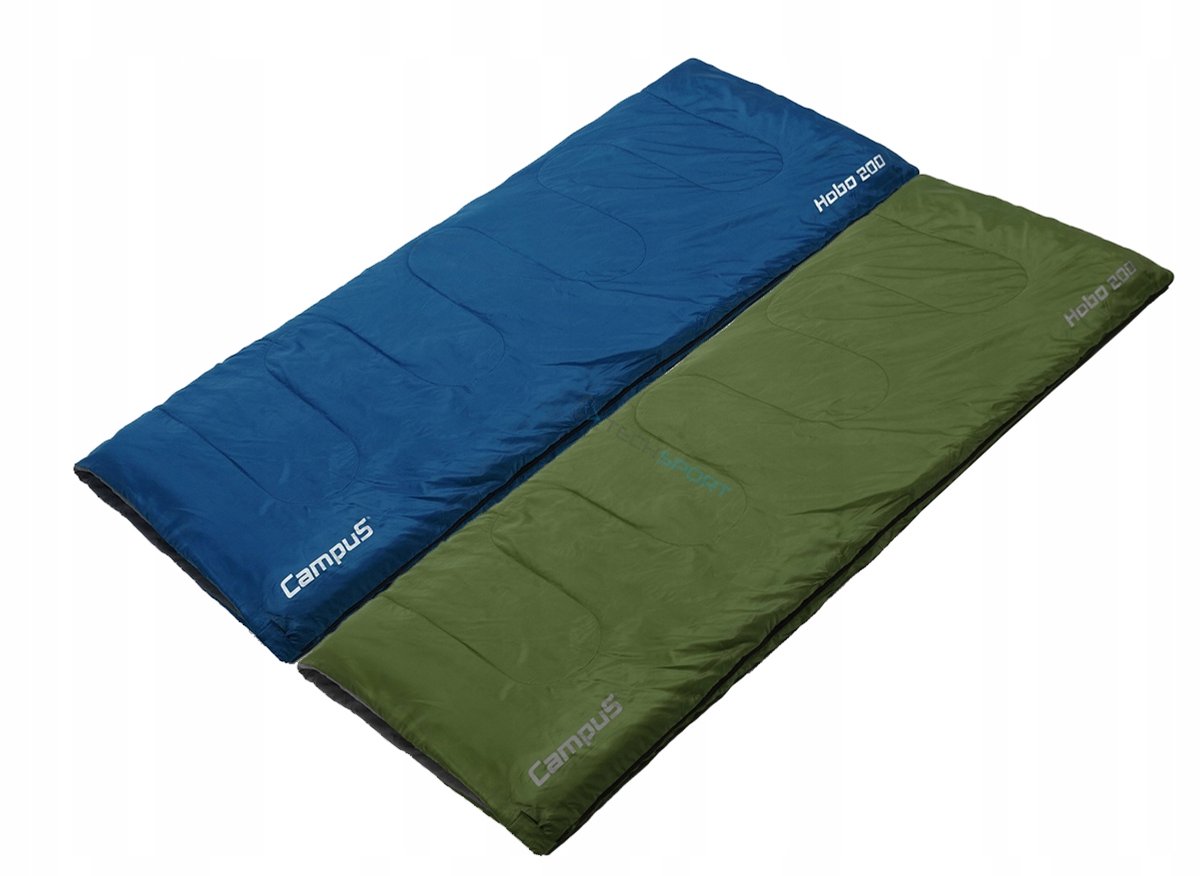 Set van 2 slaapzakken, 200g/m², blauw & groen, koppelbaar