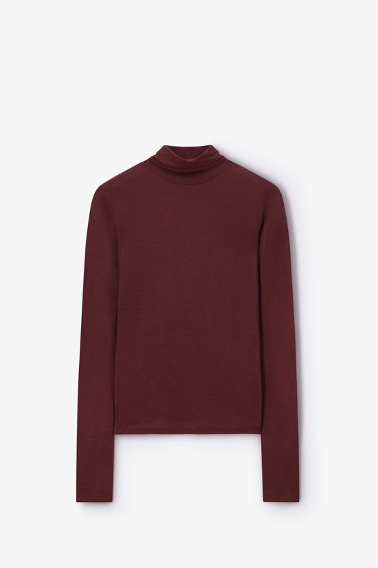 Bruine Wollen Turtleneck Top