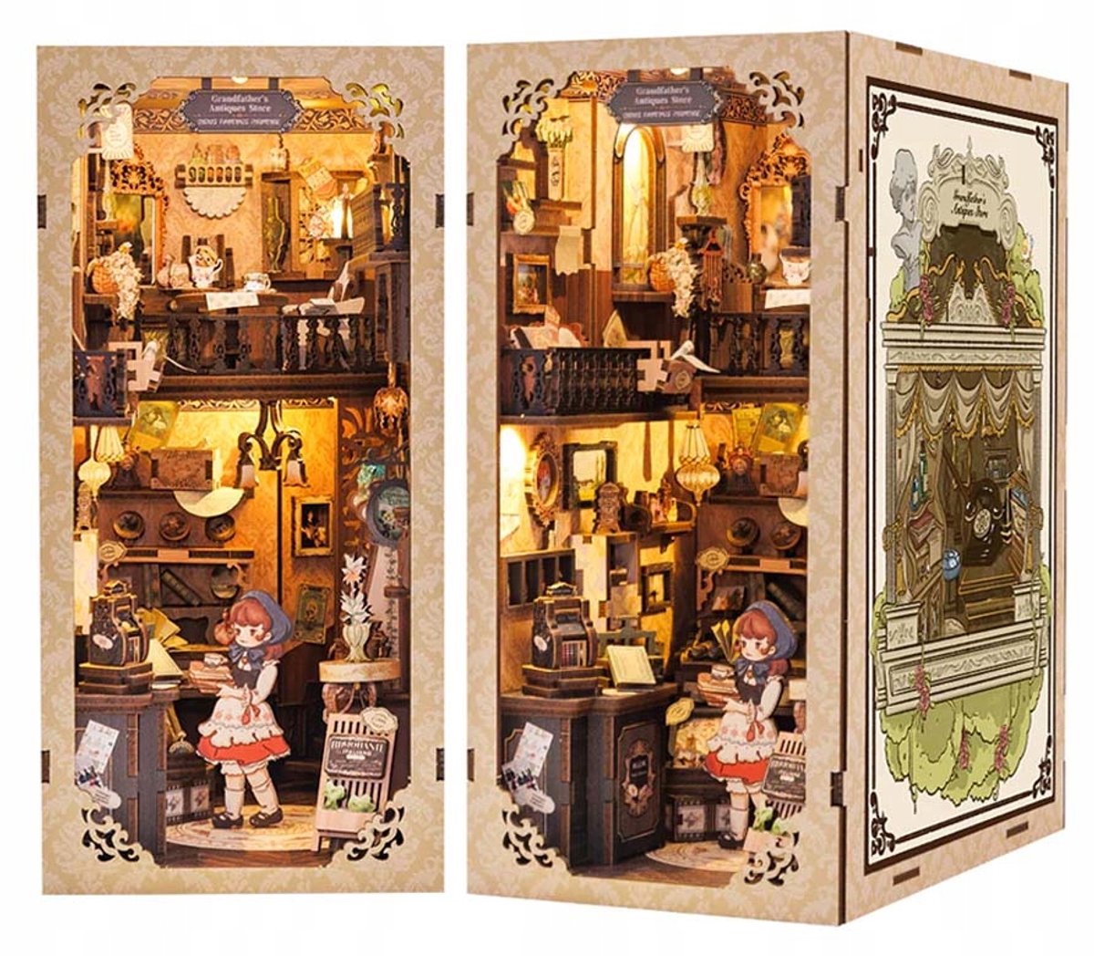 Miniatuur Houten Antiekwinkel Boek Nook Knutselpakket met LED