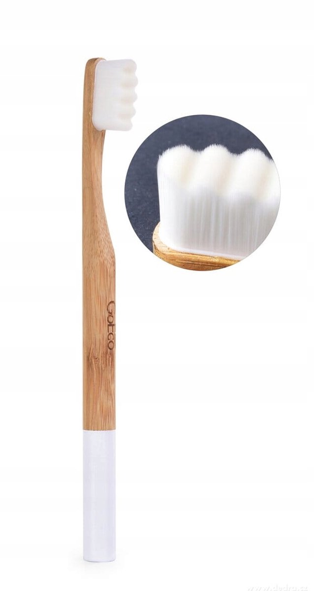 GoEco BAMBOO tandenborstel - Ultra zacht, bamboe, 10.000 vezels, wit