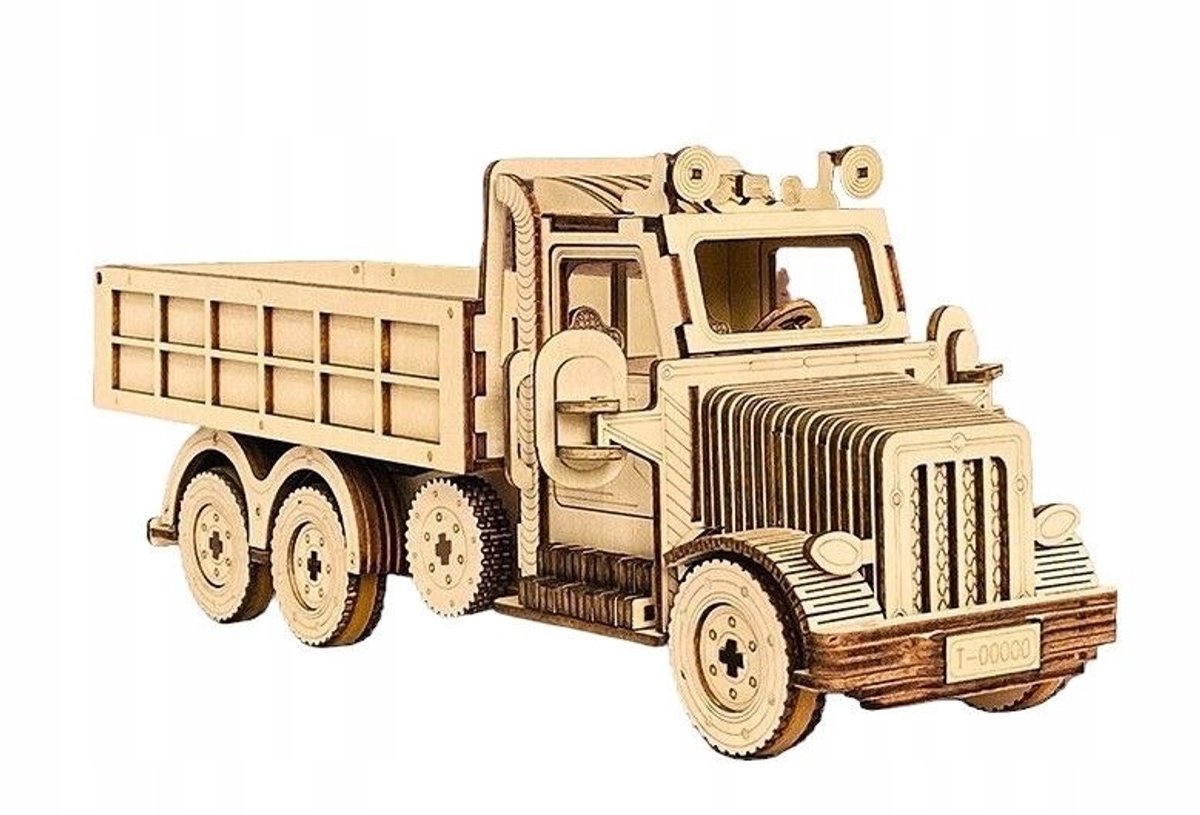 Houten 3D Puzzel Vrachtwagen Kiepwagen DIY - 190 stukjes