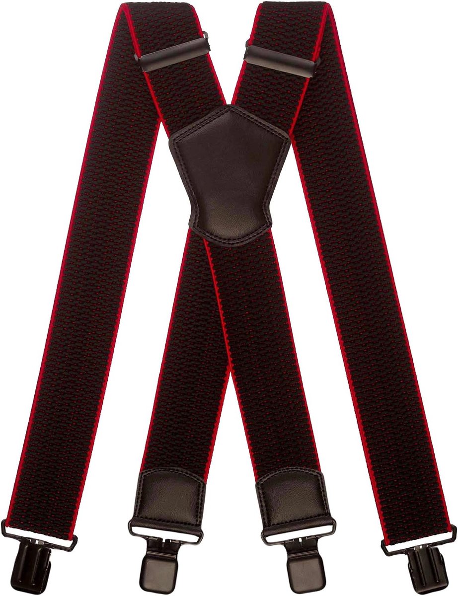 Extra Wide X-Shape Suspenders with Black or Silver Clips and a Thick Fabric – 5cm - ShopVlot