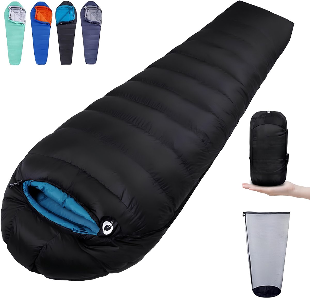 VALI® Slaapzak - Ideaal voor Kamperen & Outdoor Survival - Slaapzakken voor Volwassenen - Zwart - 210cm x 75cm x 8cm