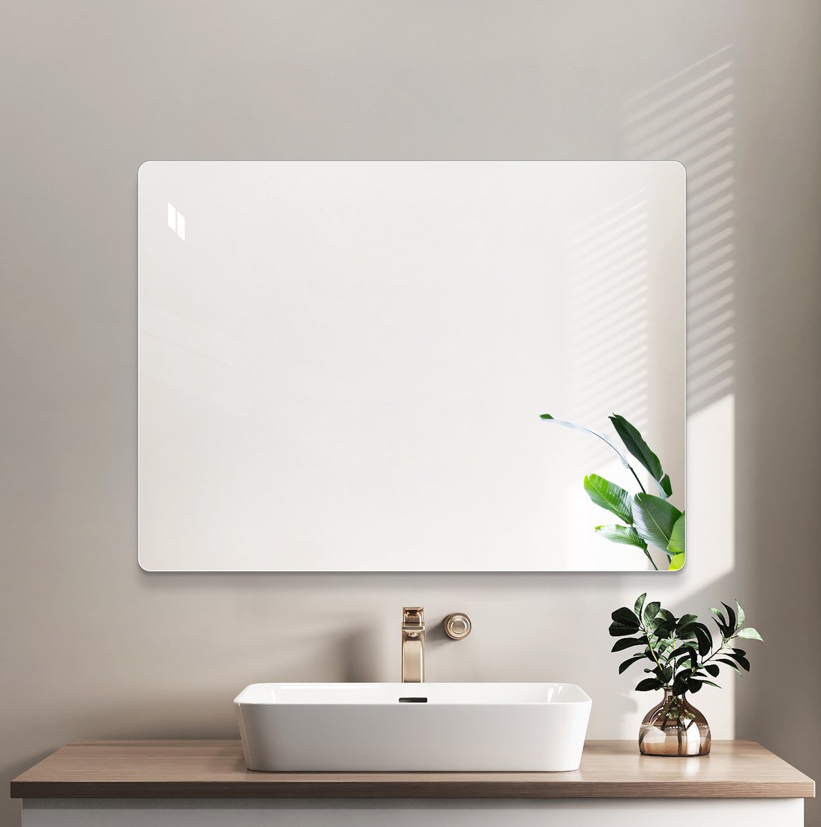 DESMIU Wandspiegel – Frameloos – 100x75 Cm – Glas – Zilver – Modern Badkamer En Slaapkamer Gebruik – Splintervrije Veiligheidsfolie Silver