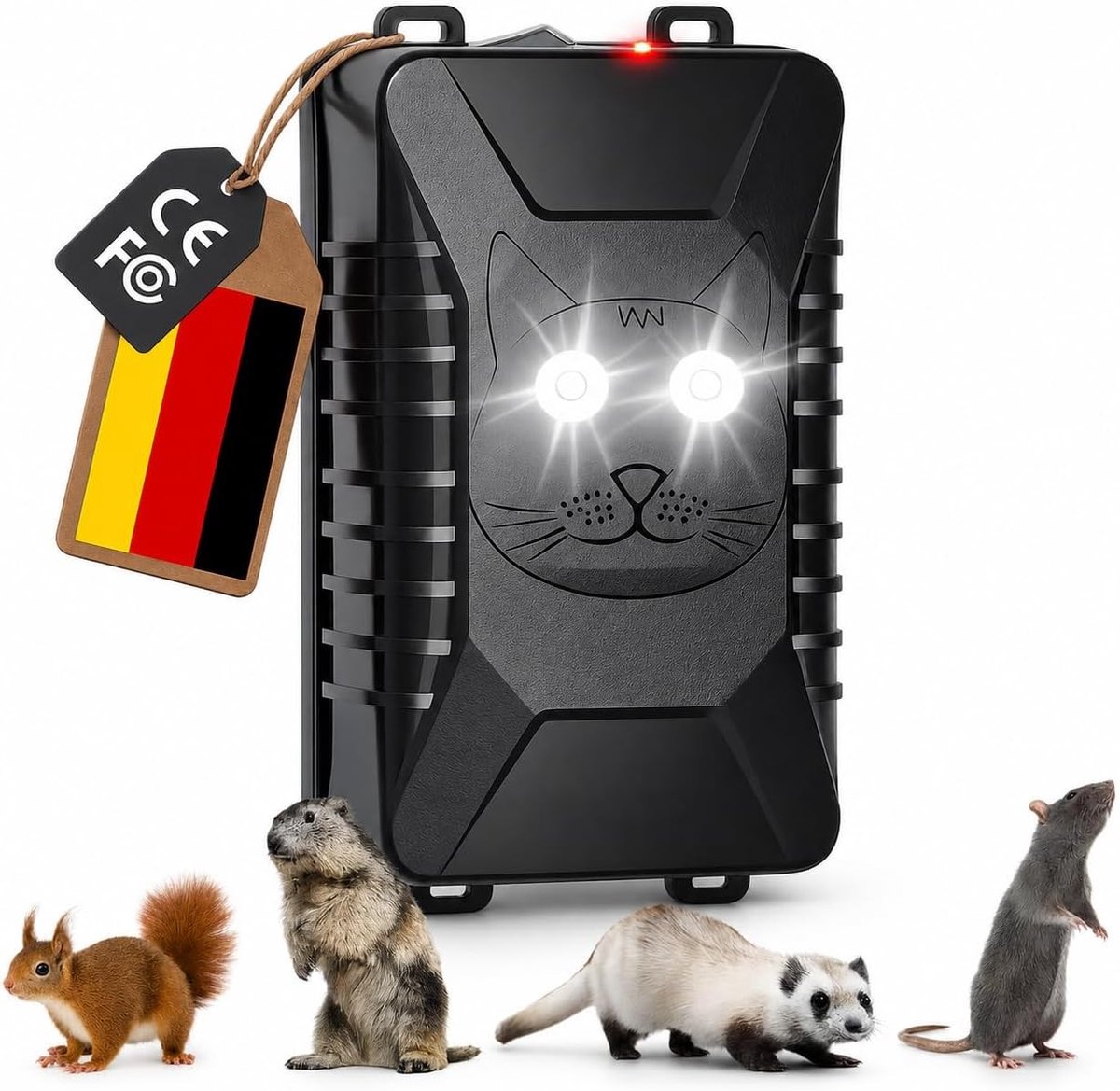 Ultrasone Marterverjager - Wit - 12 V - 3-in-1 met Ultrasoon en Flitslicht - Voor Auto en Huis