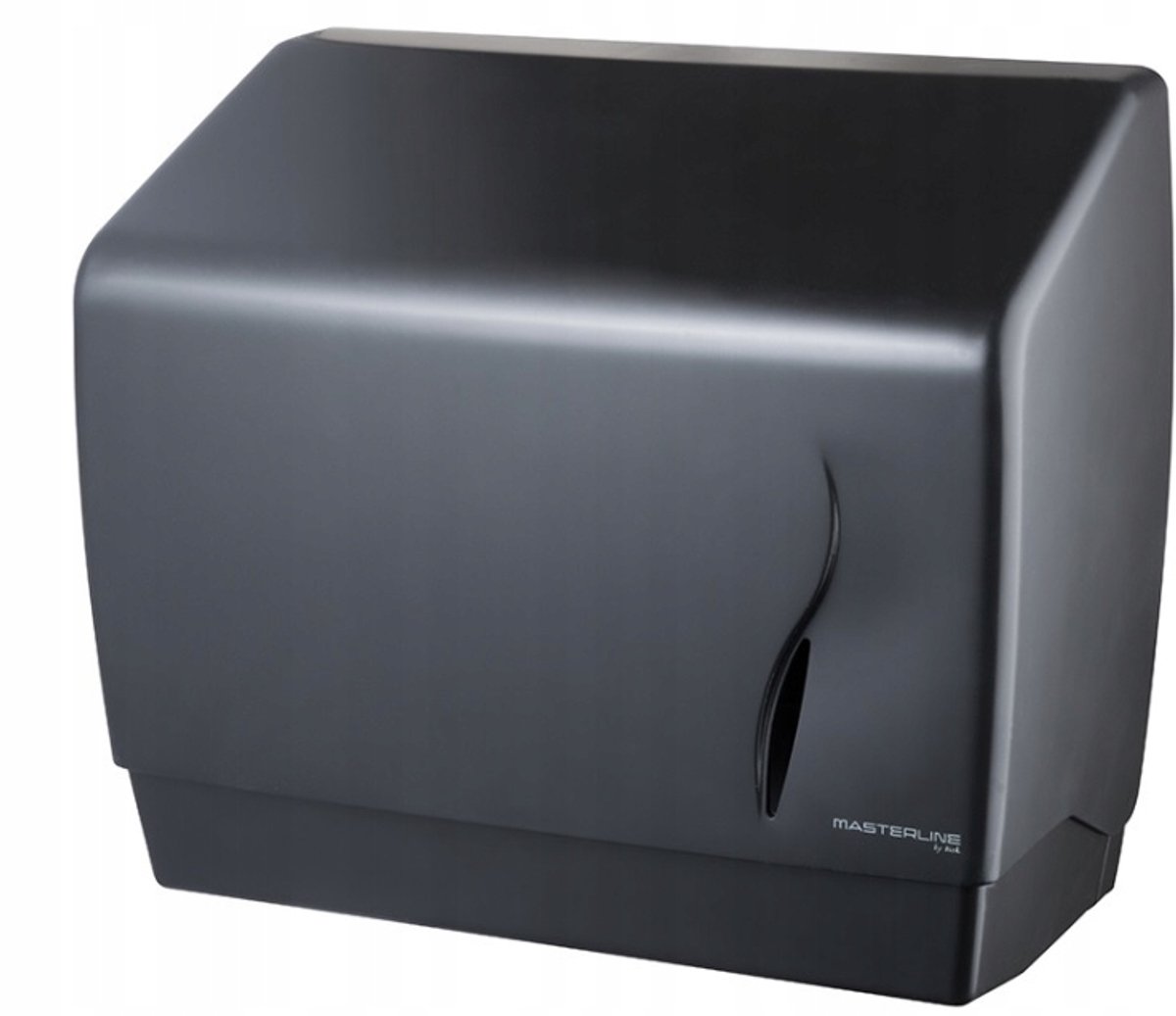 Zwart papieren handdoekdispenser, wandmontage, capaciteit 500 vel